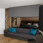 Schlafzimmer aus Holz - TV mit Sitzecke